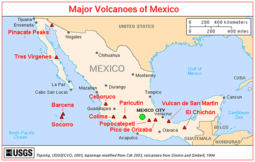 Map Mexican volcanoes USGS
