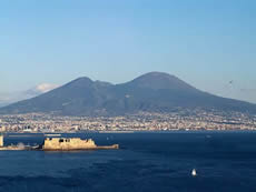 Vesuvius looms over the city of Naples